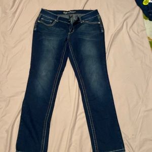 Like brand new , very nice jeans!  Really cute pockets and straight legs!
